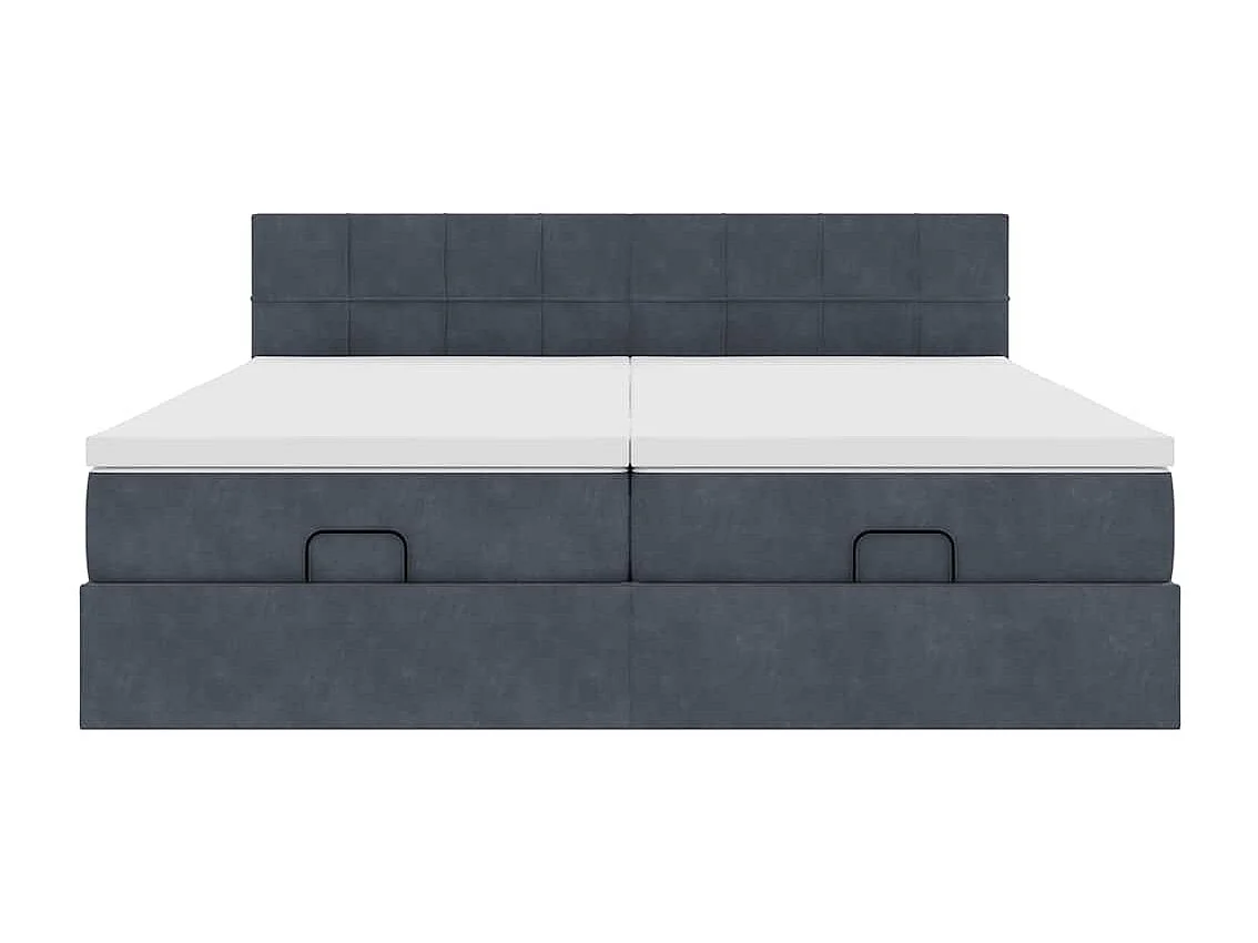 Cadre de lit ottoman avec matelas gris foncé 160x200cm velours