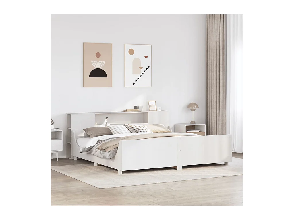 Giroletto senza Materasso Bianco 180x200 cm Legno Massello Pino