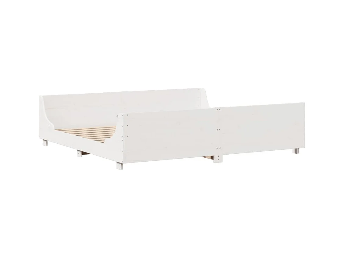 Giroletto senza Materasso Bianco 180x200 cm Legno Massello Pino