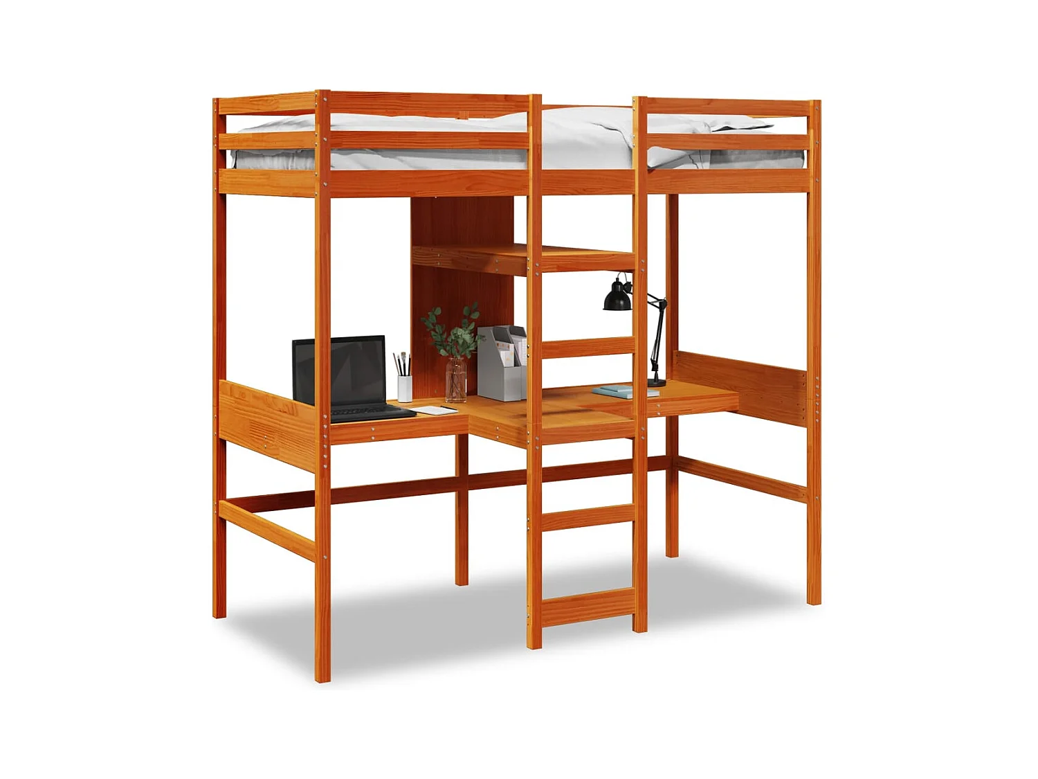 Cadre de lit superposé sans matelas 90x190cm bois de pin massif