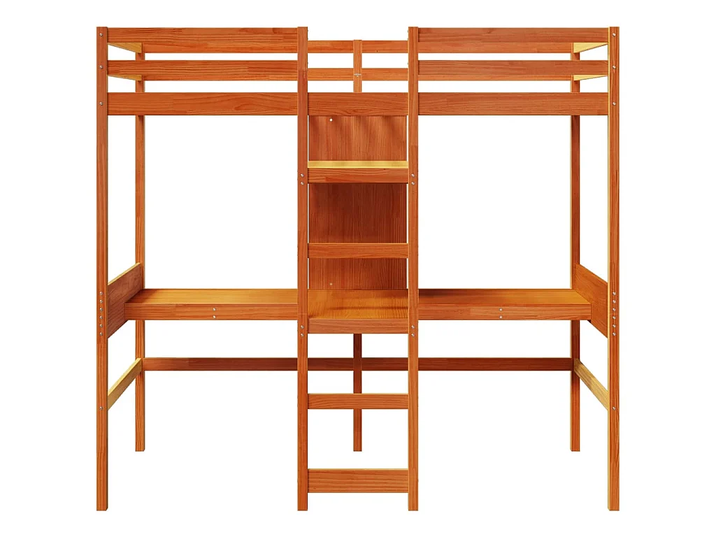 Cama alta sem colchão 90x190 cm pinho maciço castanho-mel