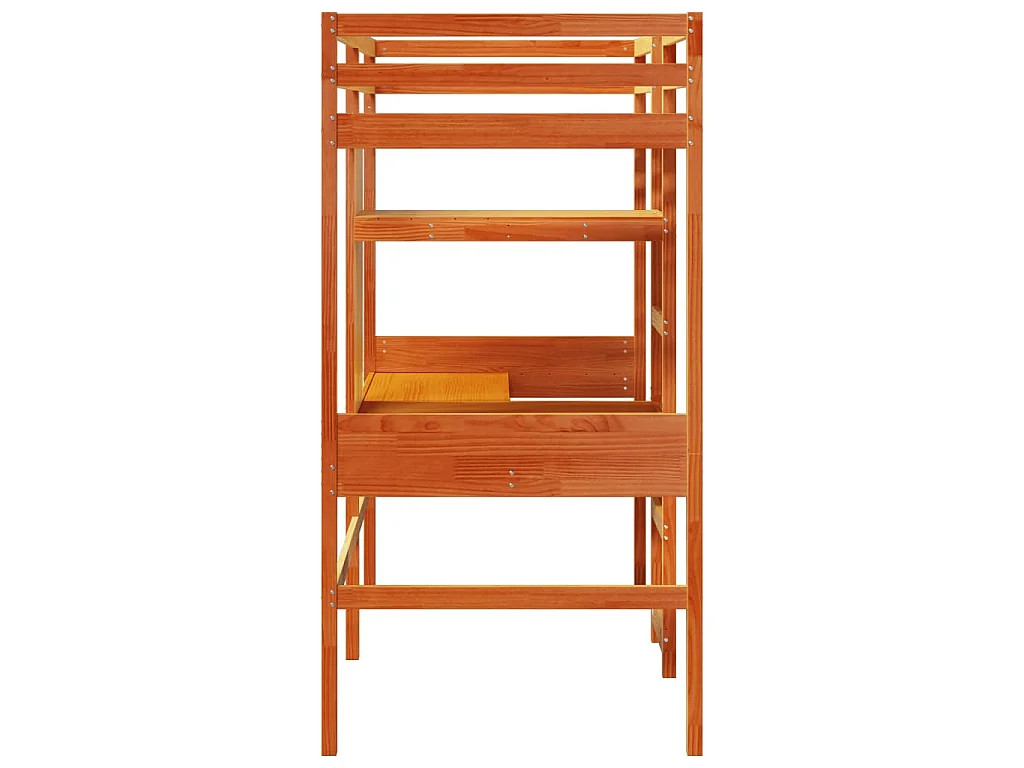 Cama alta sem colchão 90x190 cm pinho maciço castanho-mel