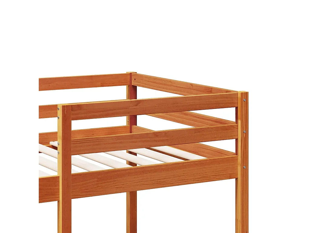 Cama alta sem colchão 90x190 cm pinho maciço castanho-mel