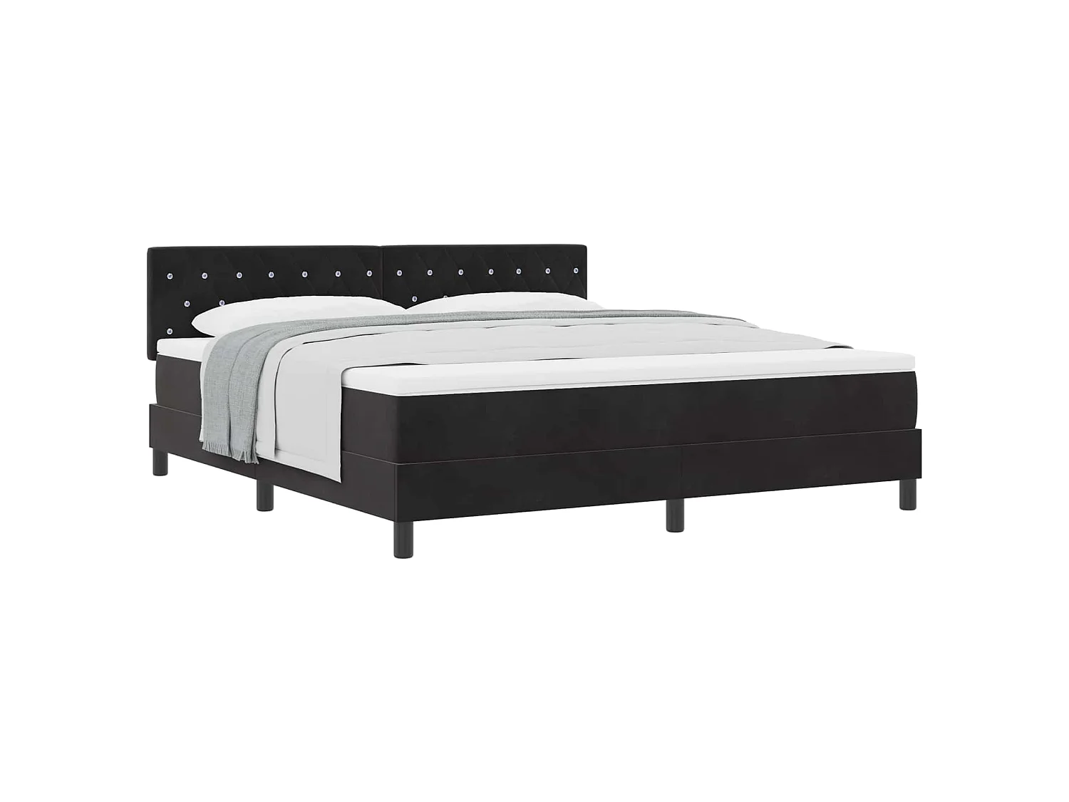 Boxspringbett mit Matratze Schwarz 180 x 200 cm Samt