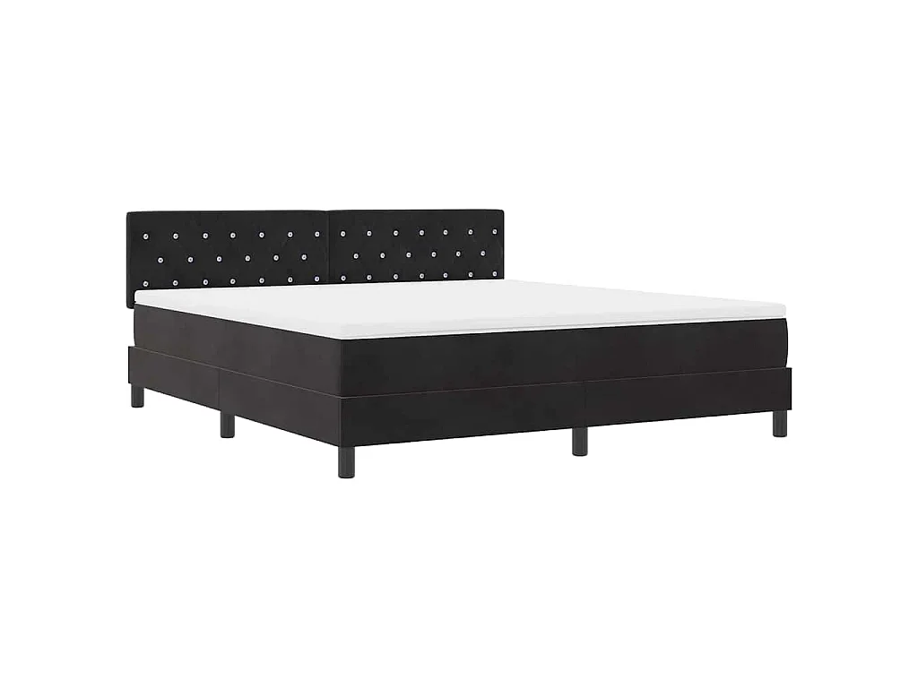 Boxspringbett mit Matratze Schwarz 180 x 200 cm Samt