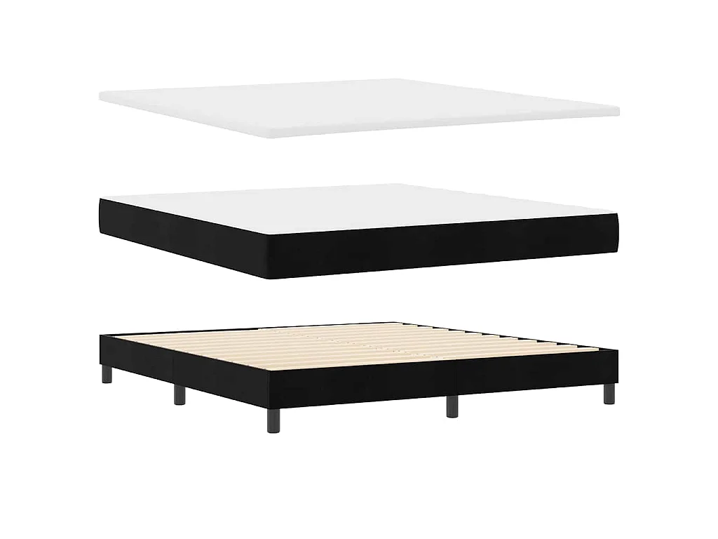 Boxspringbett mit Matratze Schwarz 180 x 200 cm Samt