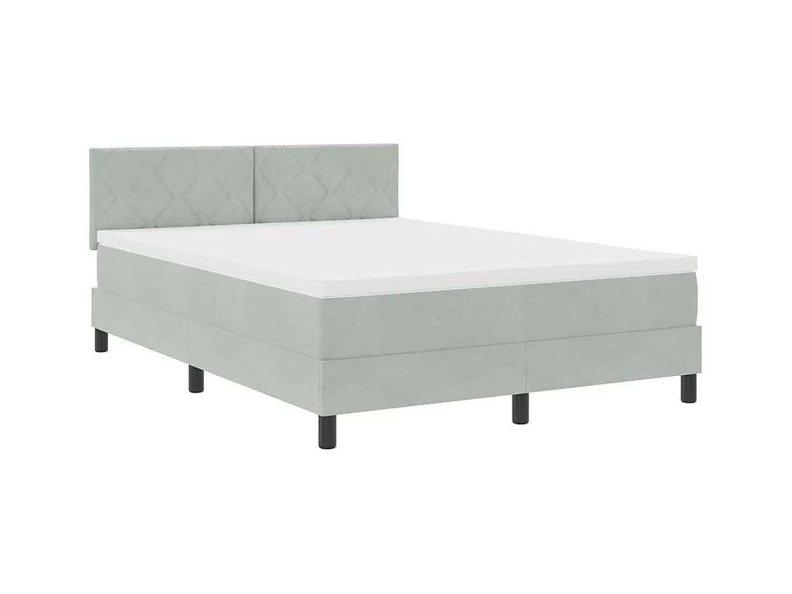 Boxspringbett mit Kopfteil Hellgrau 140 x 200 cm Samt