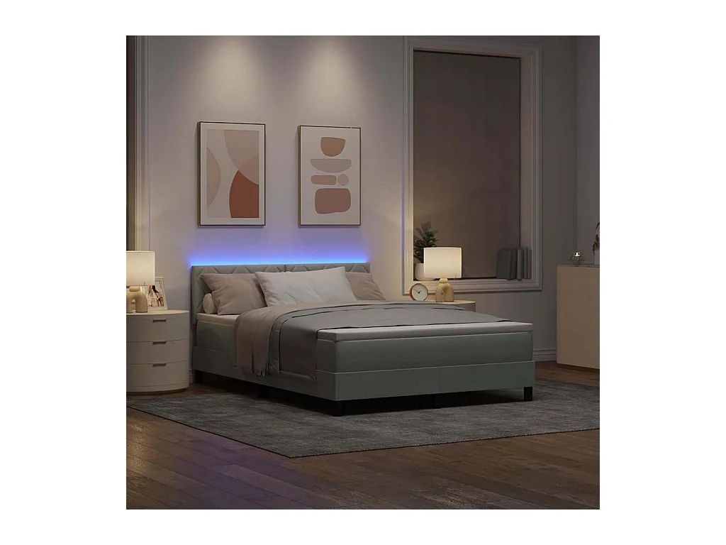 Boxspringbett mit Kopfteil Hellgrau 140 x 200 cm Samt