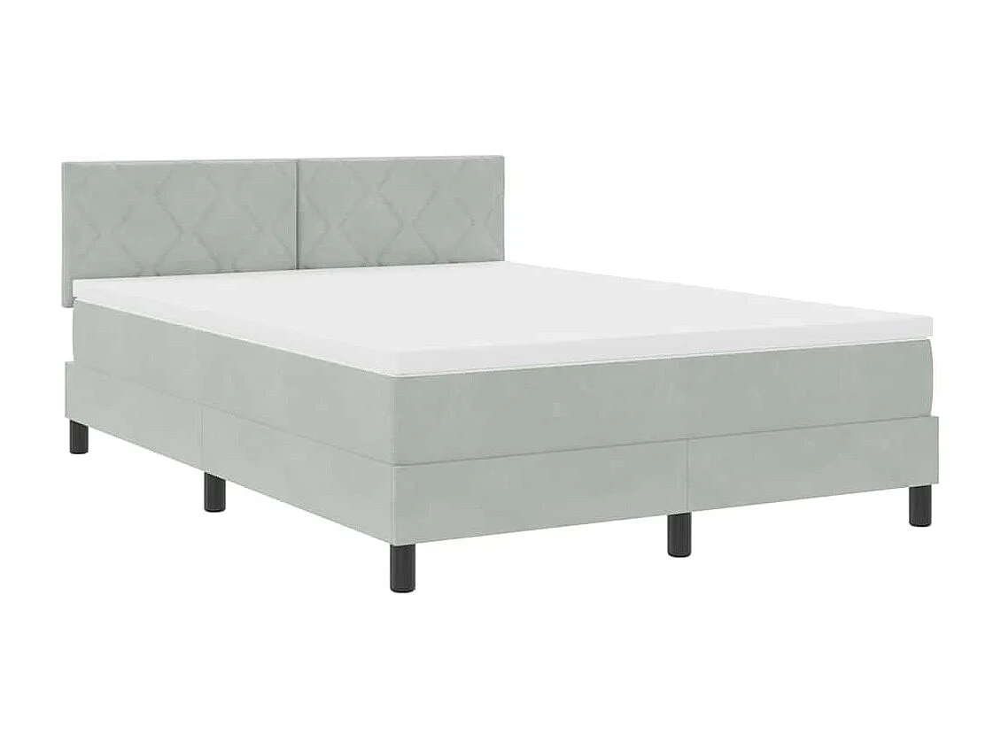 Letto a Sorgente LED con led Grigio chiaro 140 x 200 cm Velluto