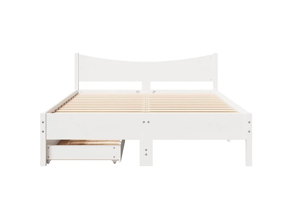 Giroletto con Cassetti Bianco 140x190 cm Legno Massello di Pino