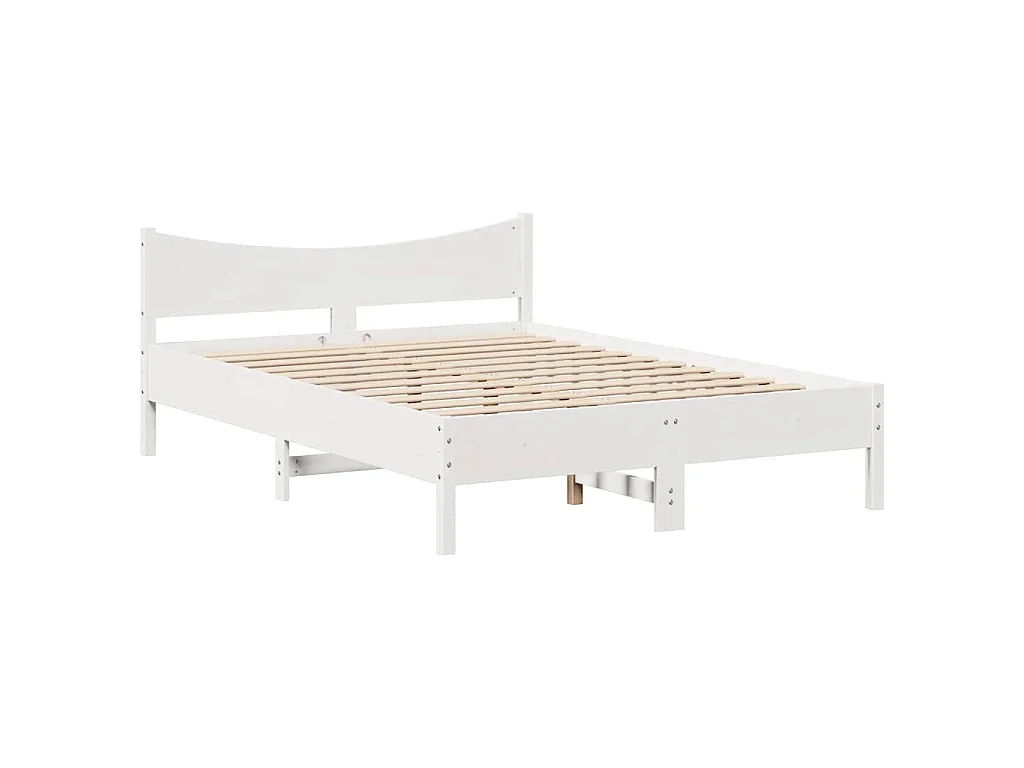 Giroletto con Cassetti Bianco 140x190 cm Legno Massello di Pino