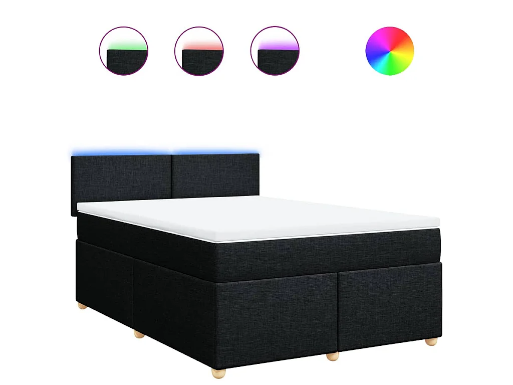 Cama box spring con colchón tela negro 140x200 cm