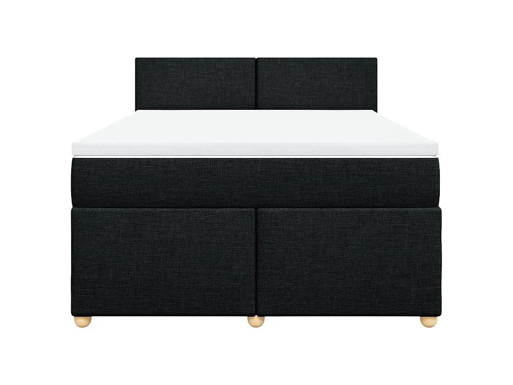 Cama box spring con colchón tela negro 140x200 cm