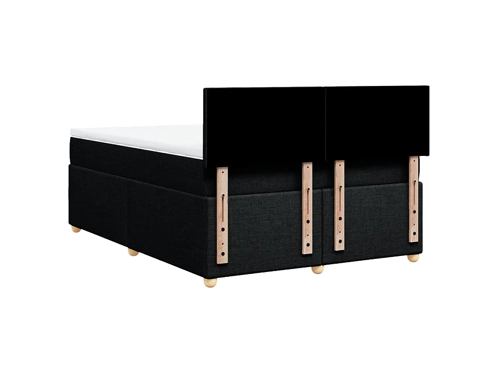 Cama box spring con colchón tela negro 140x200 cm