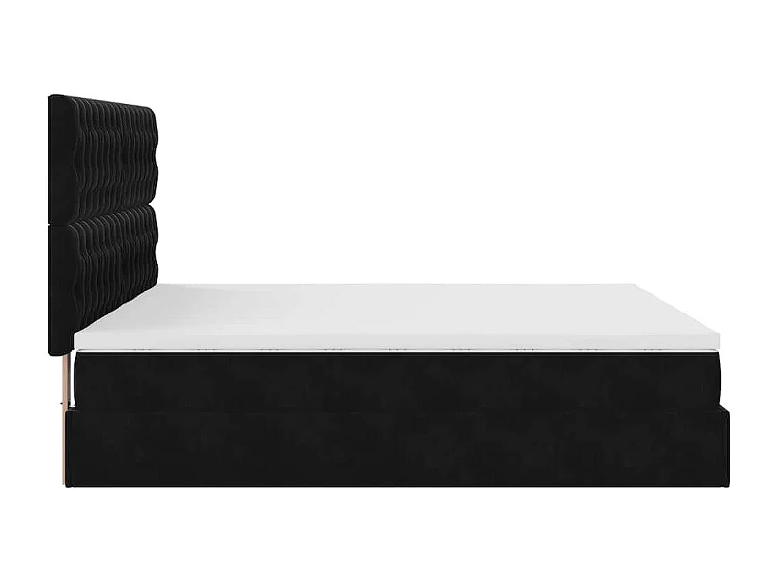 Struttura Letto Pouf con Materassi Nero 160x200 cm in Velluto