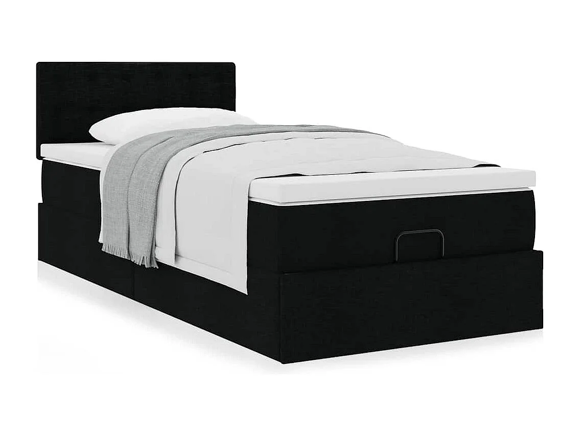 Ottoman bed met matras 90x190cm stof zwart
