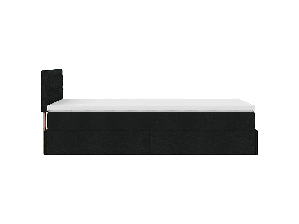 Cadre de lit ottoman avec matelas noir 90x190 cm tissu