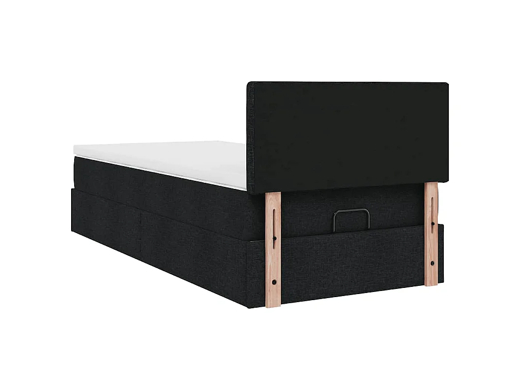 Cadre de lit ottoman avec matelas noir 90x190 cm tissu