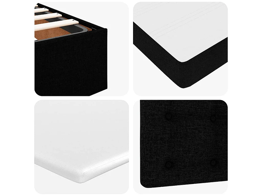 Cadre de lit ottoman avec matelas noir 90x190 cm tissu