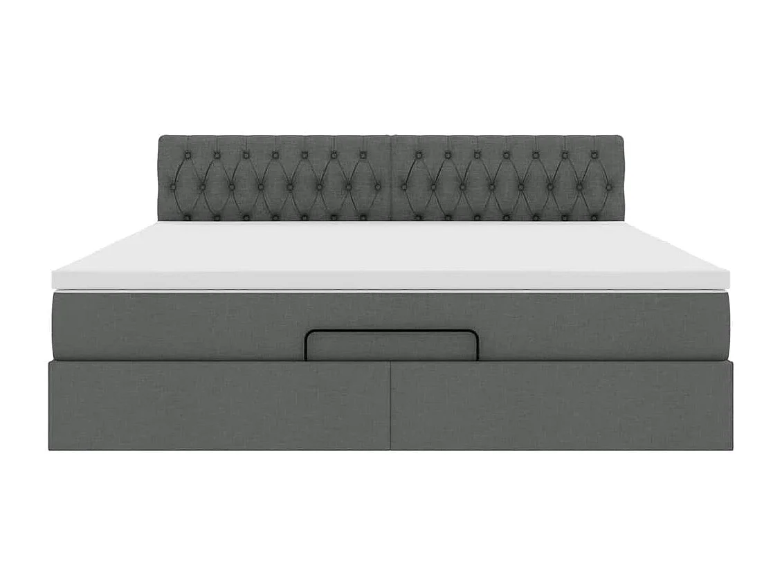 Pouf Letto con Materasso e LED Grigio Scuro 180x200cm Tessuto