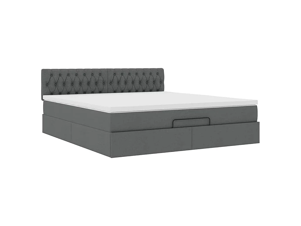 Pouf Letto con Materasso e LED Grigio Scuro 180x200cm Tessuto