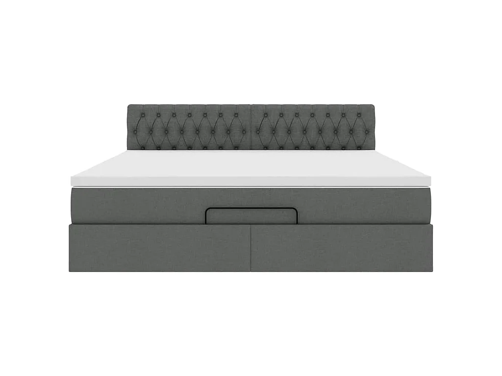 Pouf Letto con Materasso e LED Grigio Scuro 180x200cm Tessuto