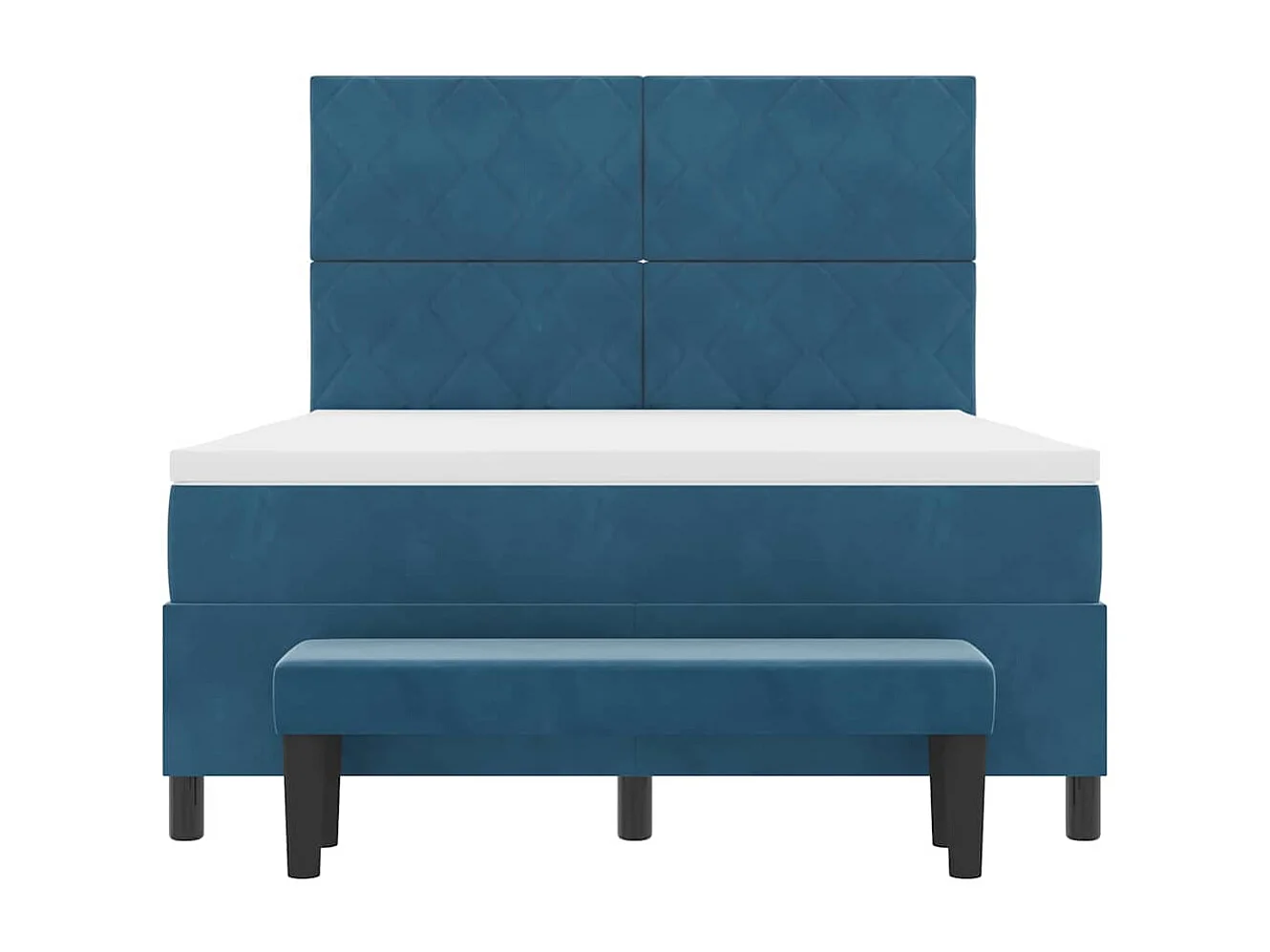 Lit à ressorts avec matelas Bleu foncé 160 x 200 cm Velours