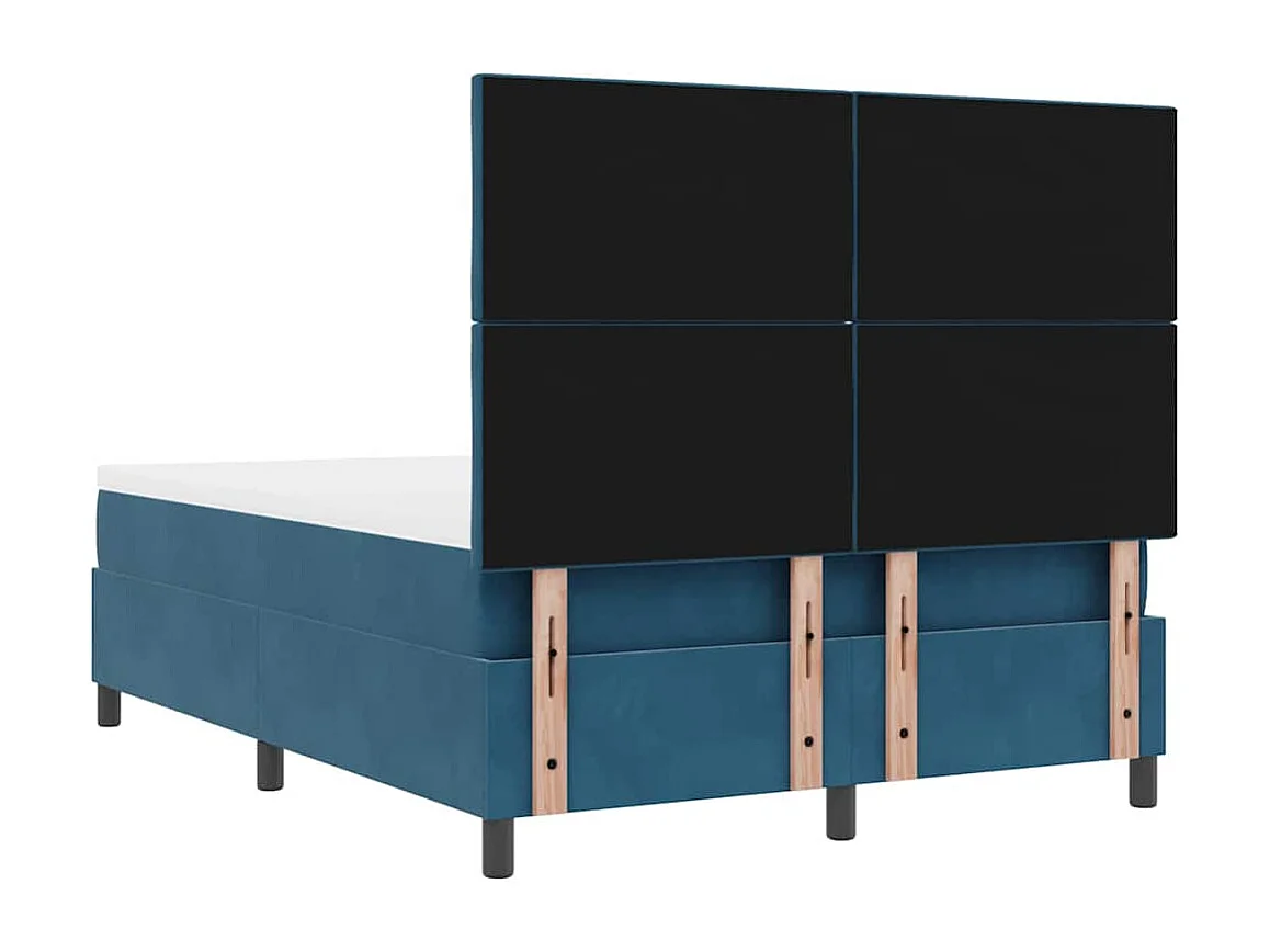 Lit à ressorts avec matelas Bleu foncé 160 x 200 cm Velours