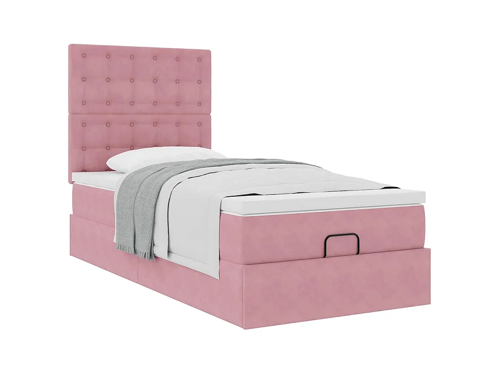Ottoman-Bett mit Matratzen Rosa 90x200 cm Samt
