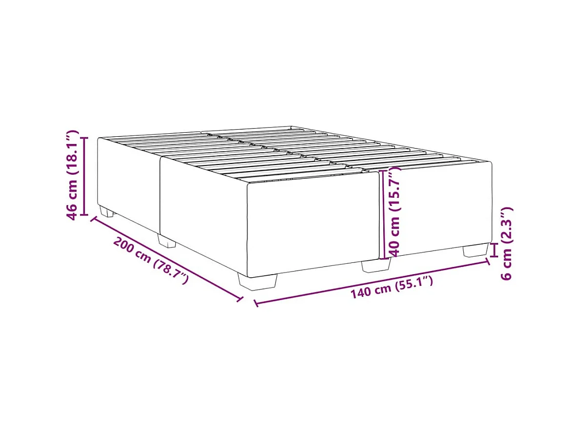 Cadre de lit sans matelas crème 140x200 cm tissu