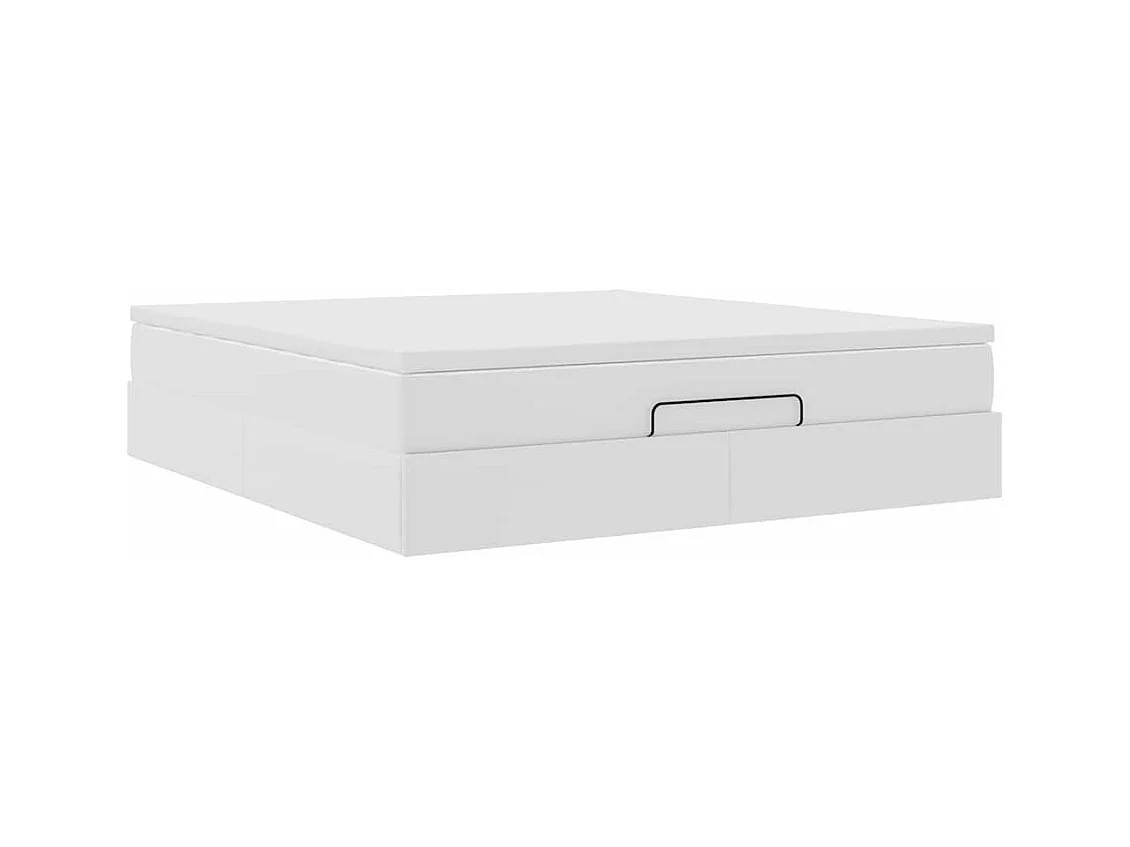 Cadre de lit ottoman avec matelas blanc 160x200 cm similicuir
