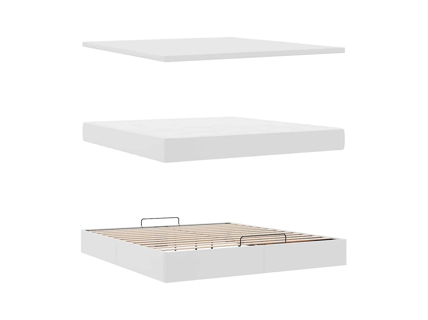 Cadre de lit ottoman avec matelas blanc 160x200 cm similicuir