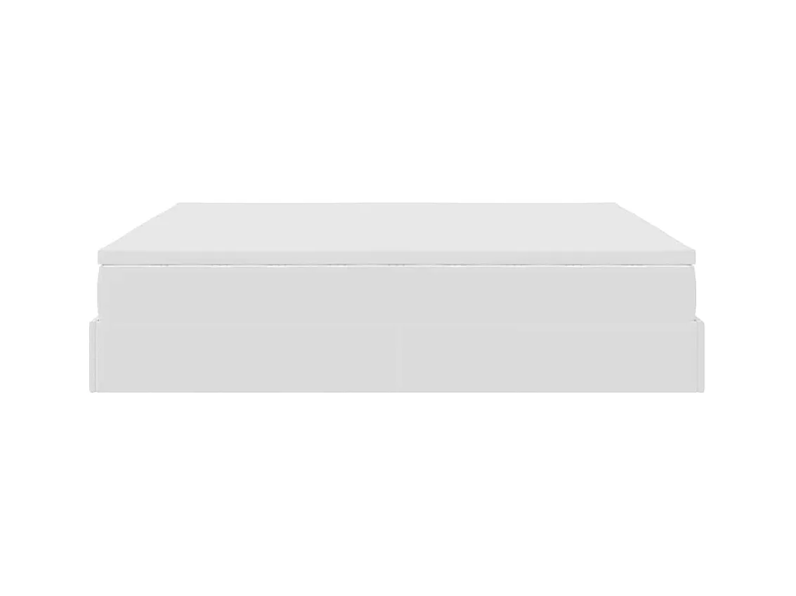 Cadre de lit ottoman avec matelas blanc 160x200 cm similicuir