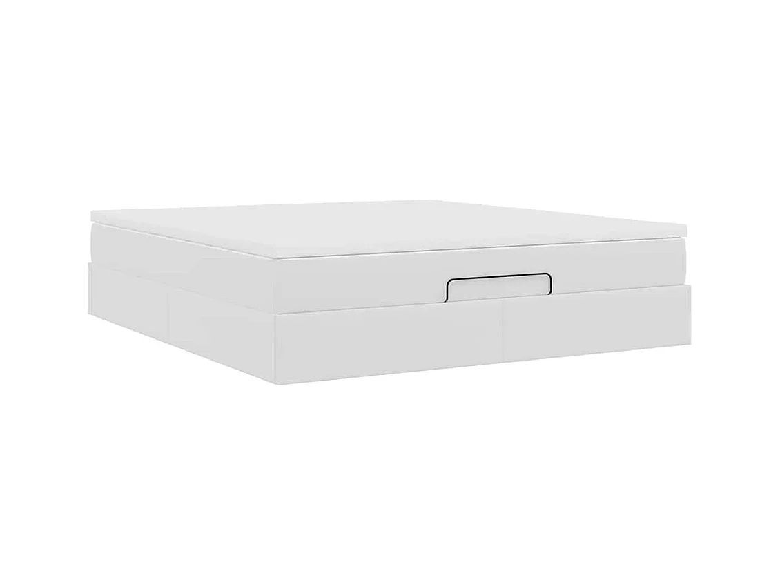 Cadre de lit ottoman avec matelas blanc 160x200 cm similicuir