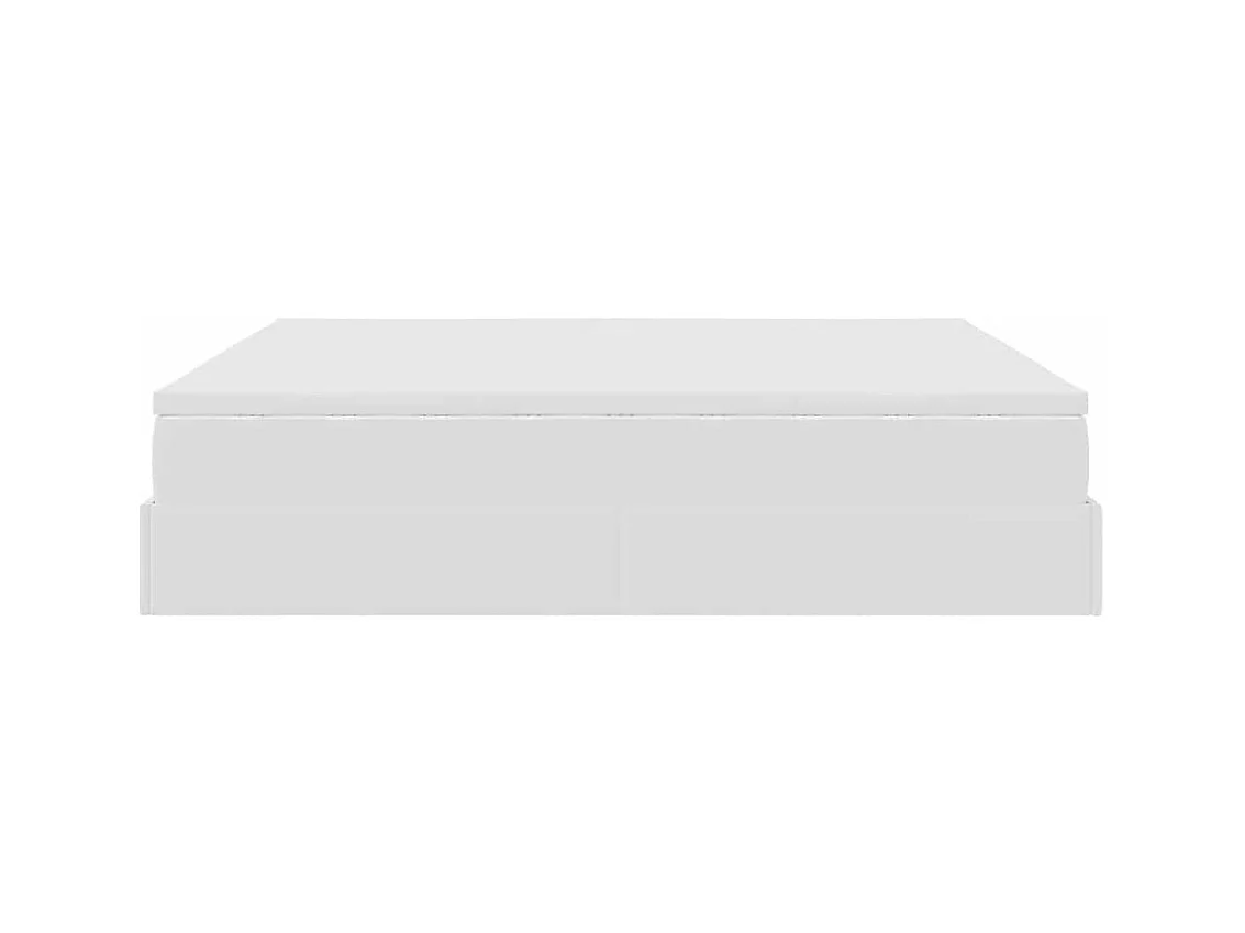 Cadre de lit ottoman avec matelas blanc 160x200 cm similicuir