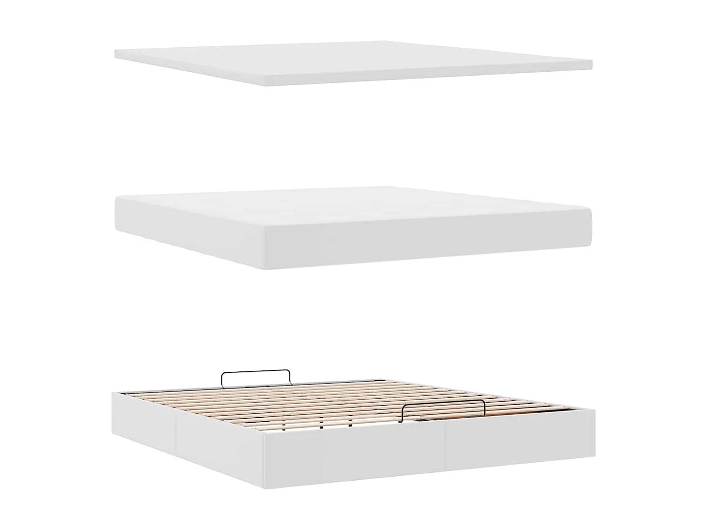 Struttura Letto Pouf con Materasso Bianco 160x200 cm Similpelle