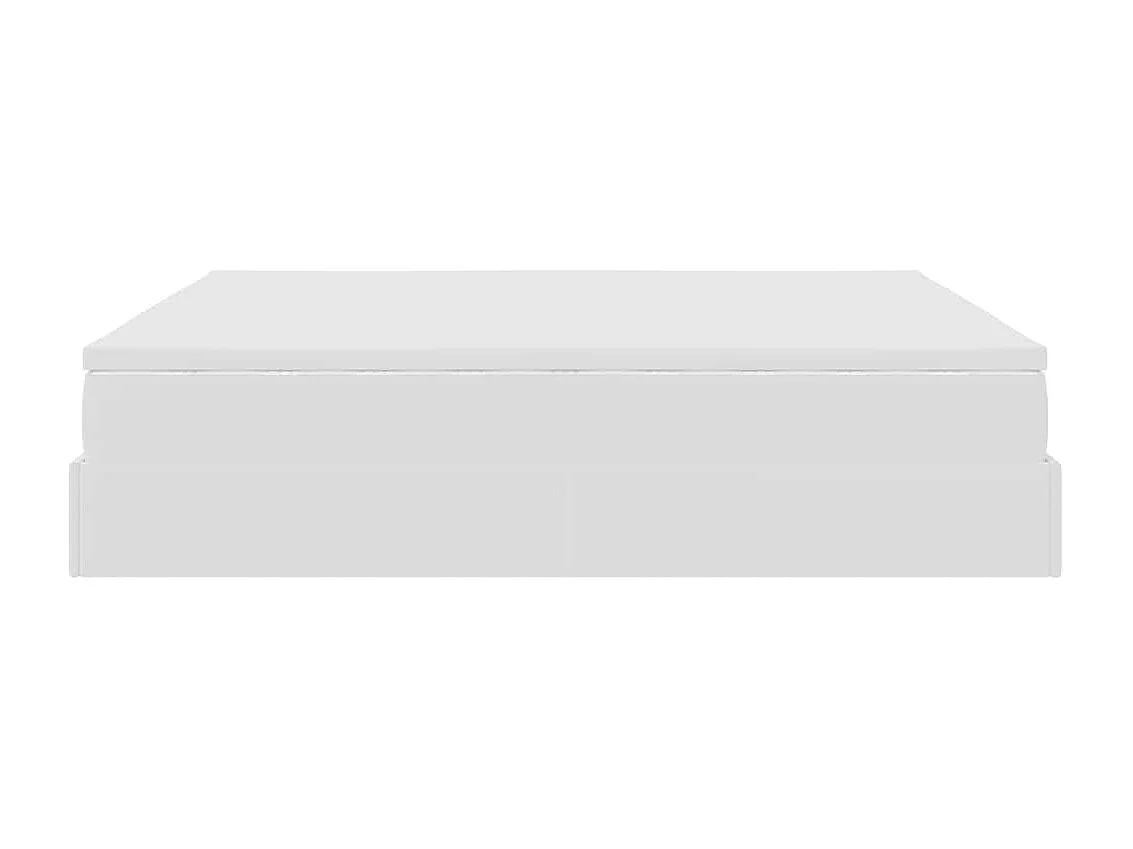 Struttura Letto Pouf con Materasso Bianco 160x200 cm Similpelle
