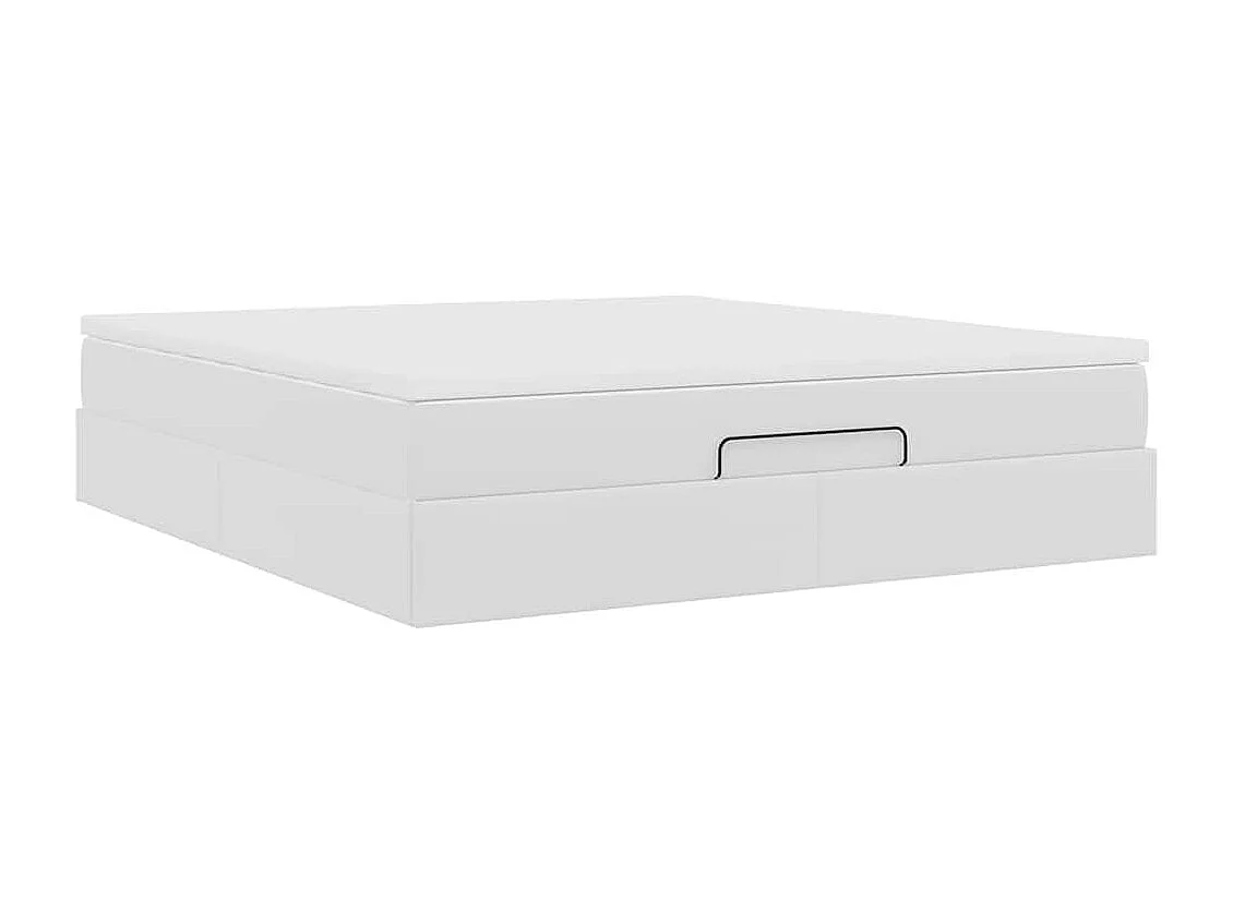 Struttura Letto Pouf con Materasso Bianco 160x200 cm Similpelle