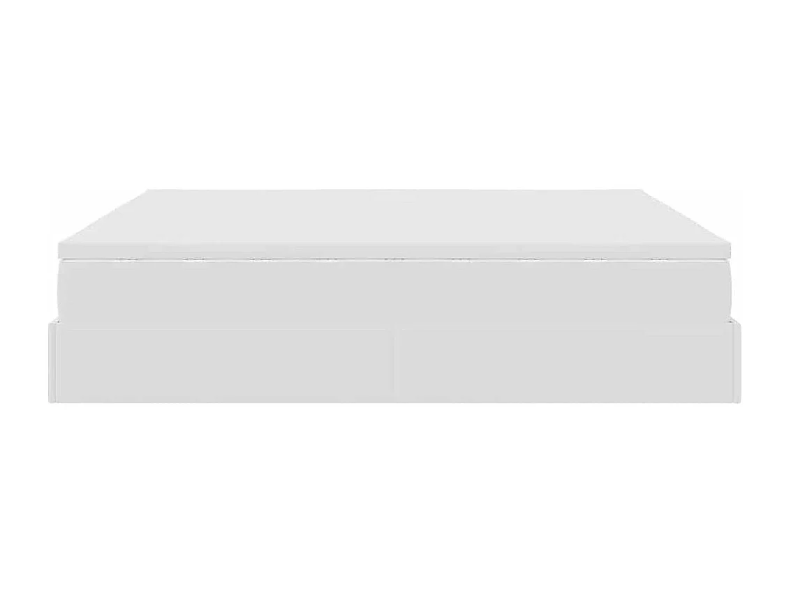 Struttura Letto Pouf con Materasso Bianco 160x200 cm Similpelle