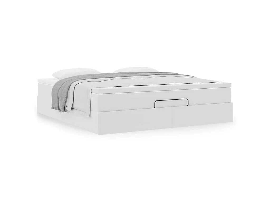 Ottoman bed met matras 160x200cm kunstleer wit
