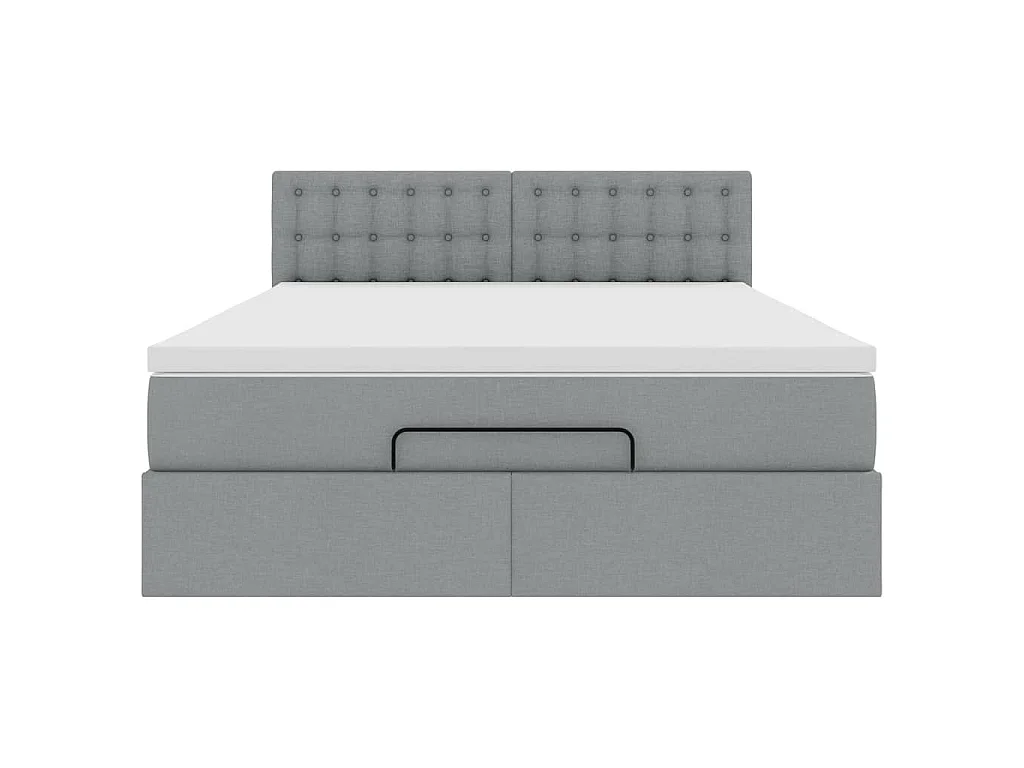 Cama otomana com colchão 140x190 cm tecido cinzento claro