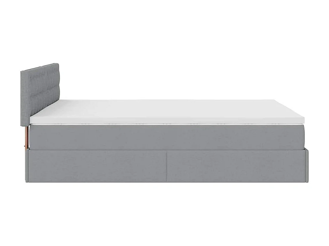 Cama otomana com colchão 140x190 cm tecido cinzento claro