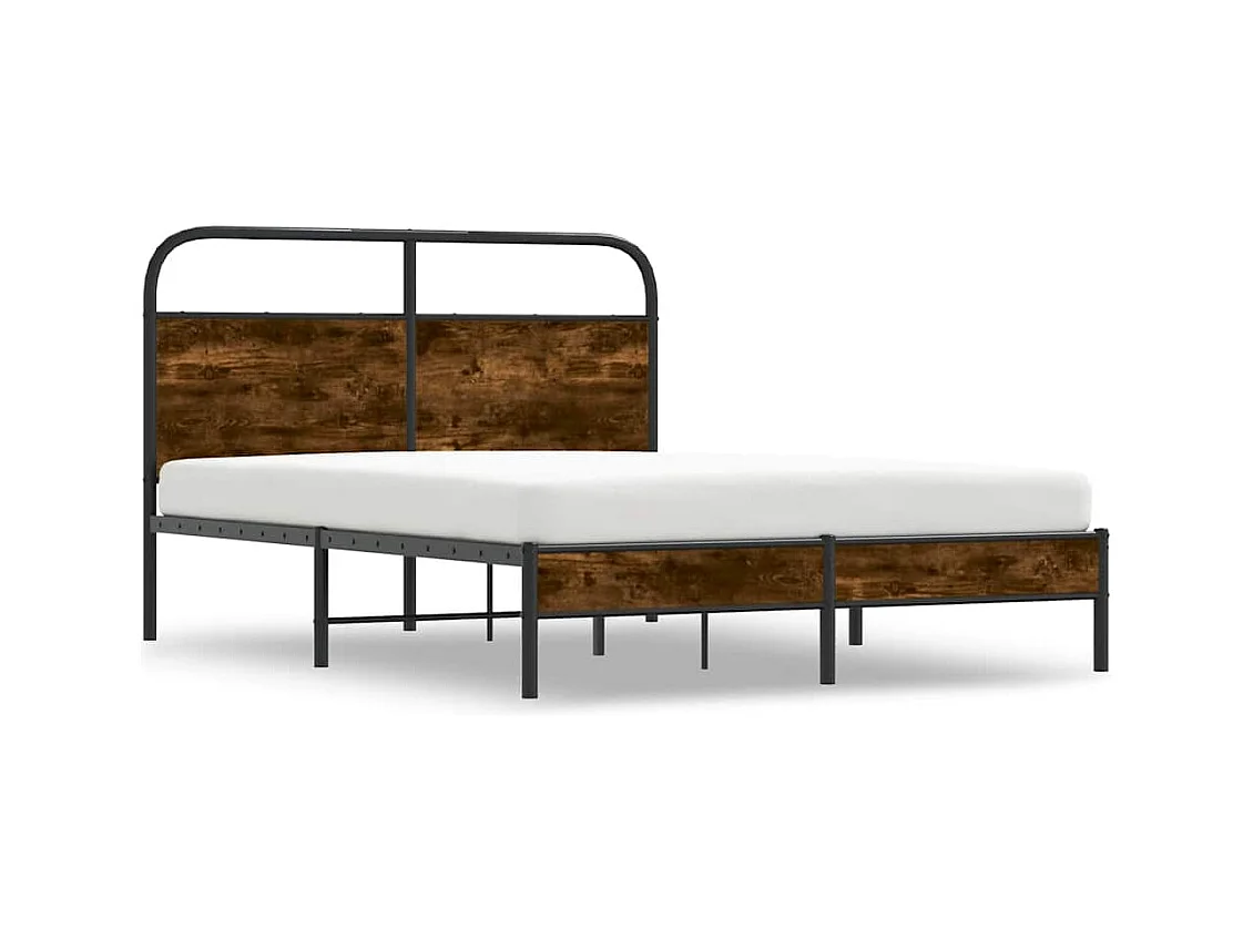 Cadre de lit sans matelas 140x200 cm chêne fumé bois ingénierie