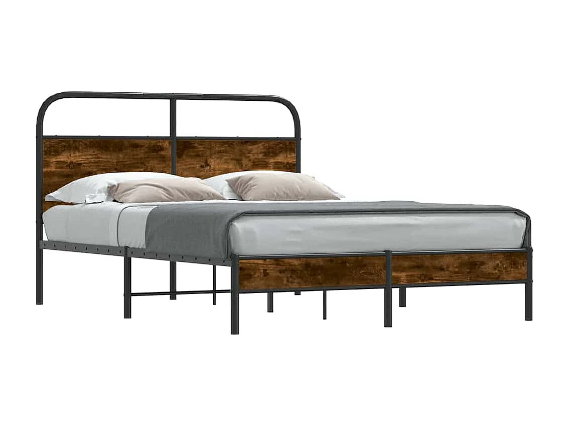 Cadre de lit sans matelas 140x200 cm chêne fumé bois ingénierie