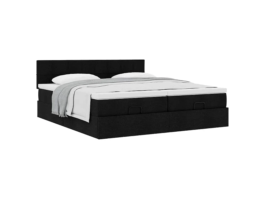 Ottoman bed met matrassen 160x200cm stof zwart