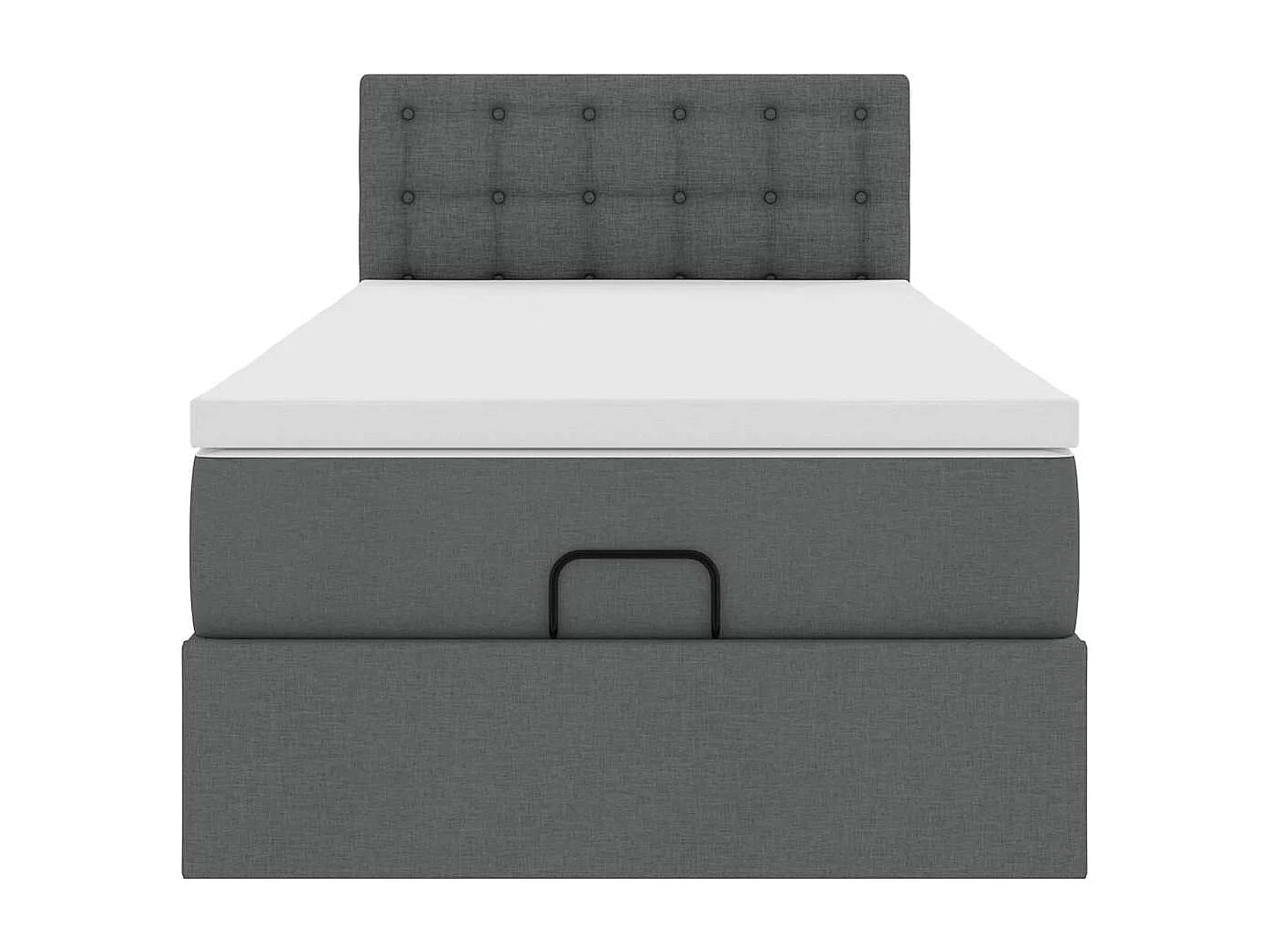 Lit ottoman avec matelas et LED gris foncé 90x200 cm tissu