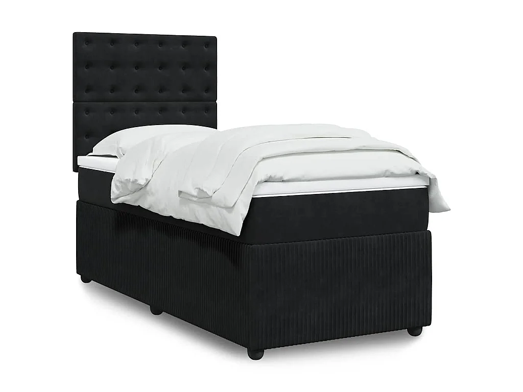 Giroletto a Molle con Materasso Nero 90x200 cm in Velluto