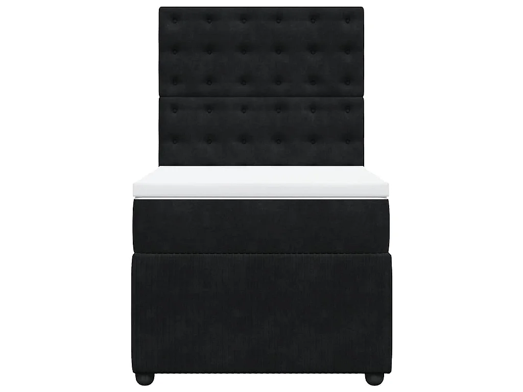 Giroletto a Molle con Materasso Nero 90x200 cm in Velluto