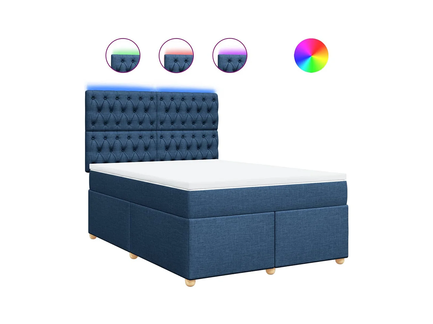 Boxspringbett mit Matratze Blau 160x200 cm Stoff