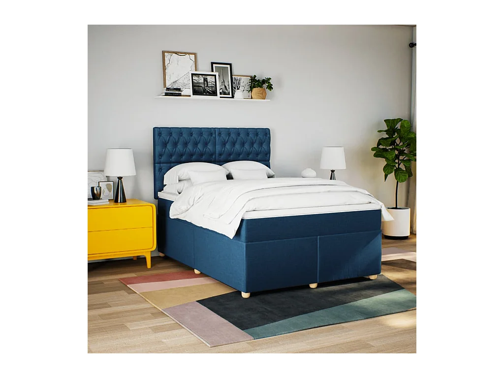 Boxspring met matras stof blauw 160x200 cm